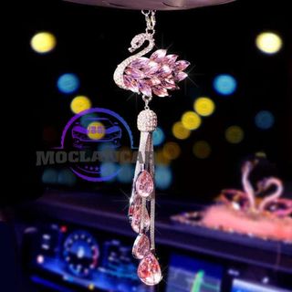 Dây Khánh Treo Gương Ô Tô Mặt Thiên Nga Đuôi Giọt Nước, Khánh Thiên Nga Đính Đá, Thiết Kế Sang Trọng