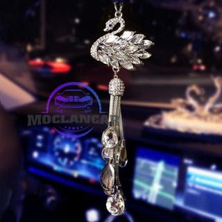 Dây Khánh Treo Gương Ô Tô Mặt Thiên Nga Đuôi Giọt Nước, Khánh Thiên Nga Đính Đá, Thiết Kế Sang Trọng