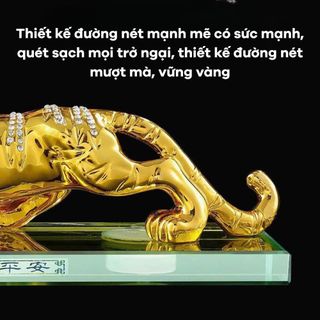 Tượng Hổ Vằn Đính Đá Phong Thủy Trang Trí Taplo Xe Hơi Ô Tô Và Bàn Làm Việc - Chúa Sơn Lâm - Nội Thất Decor Đồng