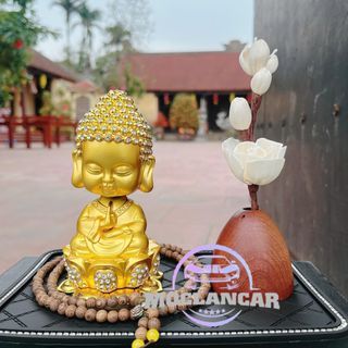 Tượng Thích Ca Mâu Mạ Vàng Đính Đá Đầu Lò Xo Trang Trí Taplo Bàn Làm Việc Mang Lại An Nhiên May Mắn Decor Phòng Trang Trí Nhà