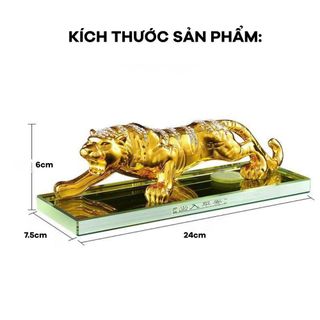 Tượng Hổ Vằn Đính Đá Phong Thủy Trang Trí Taplo Xe Hơi Ô Tô Và Bàn Làm Việc - Chúa Sơn Lâm - Nội Thất Decor Đồng
