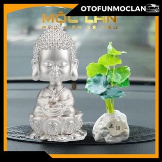 Tượng Thích Ca Mâu Mạ Vàng Đính Đá Đầu Lò Xo Trang Trí Taplo Bàn Làm Việc Mang Lại An Nhiên May Mắn Decor Phòng Trang Trí Nhà