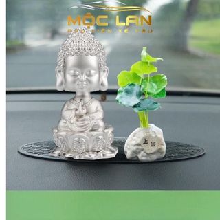 Tượng Thích Ca Mâu Mạ Vàng Đính Đá Đầu Lò Xo Trang Trí Taplo Bàn Làm Việc Mang Lại An Nhiên May Mắn Decor Phòng Trang Trí Nhà