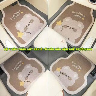 (Nhiều Mẫu Đa Dạng) Bộ 4 Tấm Thảm Lót Sàn Ô Tô, Thảm Rối Cao Cấp Loại Dày Đế Nhựa Dẻo Có Gai Chống Trơn Trượt Khaihuyaut