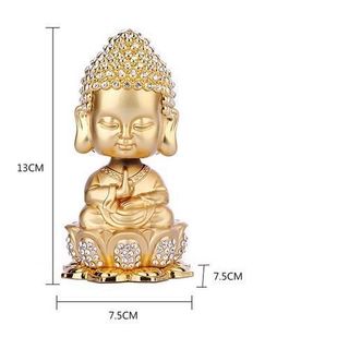 Tượng Thích Ca Mâu Mạ Vàng Đính Đá Đầu Lò Xo Trang Trí Taplo Bàn Làm Việc Mang Lại An Nhiên May Mắn Decor Phòng Trang Trí Nhà