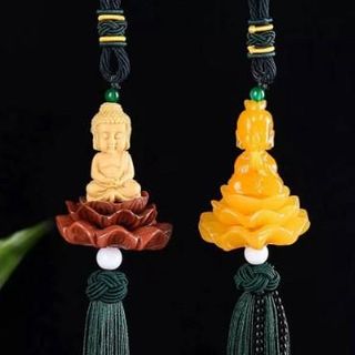 khánh treo xe ô tô tượng phật bà quan âm và thích ca ngồi đài sen, khánh treo xe ô tô trang trí xe hơi