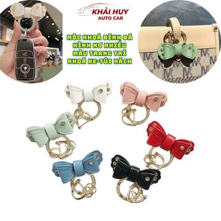 Móc Chìa Khóa Túi Xách Hình Nơ Da Đính Đá - Phụ Kiện Móc Khóa khaihuyauto