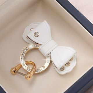 Móc Chìa Khóa Túi Xách Hình Nơ Da Đính Đá - Phụ Kiện Móc Khóa khaihuyauto
