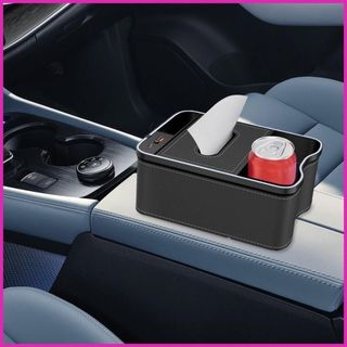 Khay Hộp Đựng Điện Thoại / Cốc / Thẻ / Đồ Uống 2 Cổng Sạc USB Có Đèn Led Gắn Ghế Ngồi Xe Hơi