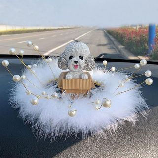 chú chó đính đá thông minh ngồi hộp đầu lắc lư-chất liệu sứ cao cấp-trang trí Taplo