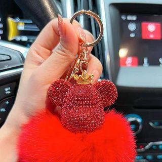 Móc Khóa Gấu Bông Đính Đá Thời Trang - Móc Khóa Bearbrick Gấu Full Đá Đế Lông thỏ Cao Cấp Treo Túi Sách Chìa Khoá Móc Khoá Caro Pikachu Đinh