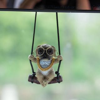 Khánh Treo Gương Thú Cưng,Chú Chó,Mèo Đu Xích Đu Đáng Yêu Trang Trí Xe Hơi Treo Gương Chiếu Hậu Nội Thất
