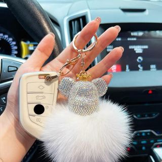 Móc Khóa Gấu Bông Đính Đá Thời Trang - Móc Khóa Bearbrick Gấu Full Đá Đế Lông thỏ Cao Cấp Treo Túi Sách Chìa Khoá Móc Khoá Caro Pikachu Đinh