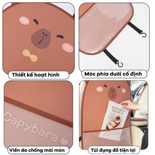 Tấm Chắn Lưng Sau Ghế Xe Hơi Chống Xước Bẩn Lưng Ghế Họa Tiết Chuột CAPPYBARA Dễ Thương