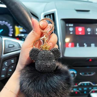 Móc Khóa Gấu Bông Đính Đá Thời Trang - Móc Khóa Bearbrick Gấu Full Đá Đế Lông thỏ Cao Cấp Treo Túi Sách Chìa Khoá Móc Khoá Caro Pikachu Đinh
