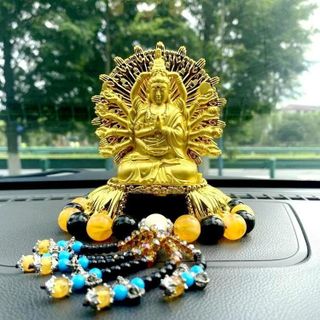 Tượng Phật Quan Âm Mạ Vàng Nghìn Tay Mắt Năng Lượng Mặt trời Trang Trí Bàn Làm Việc Taplo Ô Tô Decor Phòng Trang Trí Nhà Tranh Phòng Khách