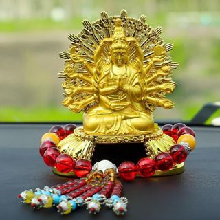 Tượng Phật Quan Âm Mạ Vàng Nghìn Tay Mắt Năng Lượng Mặt trời Trang Trí Bàn Làm Việc Taplo Ô Tô Decor Phòng Trang Trí Nhà Tranh Phòng Khách