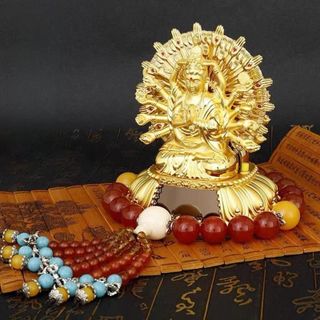Tượng Phật Quan Âm Mạ Vàng Nghìn Tay Mắt Năng Lượng Mặt trời Trang Trí Bàn Làm Việc Taplo Ô Tô Decor Phòng Trang Trí Nhà Tranh Phòng Khách