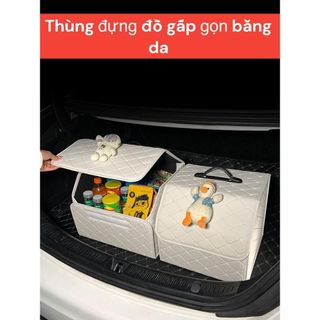 Hộp Đựng Đồ Cốp Xe Ô Tô Chất Liệu Bằng Da Cao Cấp Sang Trọng Có Nắp Đậy Đa Năng Luxury_Autocar