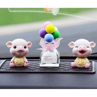 Trang Trí ô Tô Heo Đeo Yếm Dễ Thương Trang Trí Bàn Làm Việc Quà Tặng Ý Nghĩa