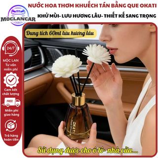 Nước Hoa Ô Tô Khuếch Tán Que Mây Cao Cấp OKATI Khử Mùi, Lưu Hương Lâu, Trang Trí Sang Trọng