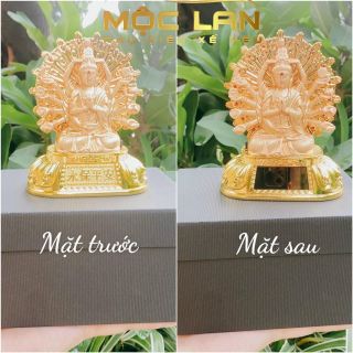 Tượng Phật Quan Âm Mạ Vàng Nghìn Tay Mắt Năng Lượng Mặt trời Trang Trí Bàn Làm Việc Taplo Ô Tô Decor Phòng Trang Trí Nhà Tranh Phòng Khách