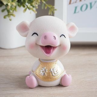 Trang Trí ô Tô Heo Đeo Yếm Dễ Thương Trang Trí Bàn Làm Việc Quà Tặng Ý Nghĩa
