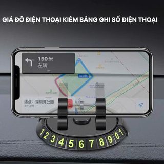 Giá Đỡ Điện Thoại Ô Tô Trên Taplo – Xoay 360 Độ, Kèm Bảng Số Điện Thoại Đỗ Xe Tạm Thời, Chắc Chắn – Không Che Tầm Nhìn