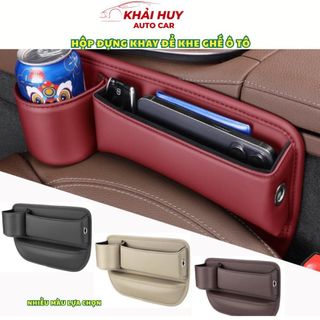 Hộp Đựng Đồ Khay Để Khe Ghế Ô Tô Kèm Giá Đỡ Tiện Dụng Cài Khe Ghế Xe Hơi Chất Liệu Da PU Cao Cấp