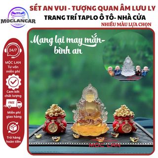 [ SÉT AN VUI ] Tượng Phật Quan Thế Âm Cánh Lửa Lưu Ly Pha Lê Trang Trí Taplo Ô Tô - Mang Lại Bình An May Mắn