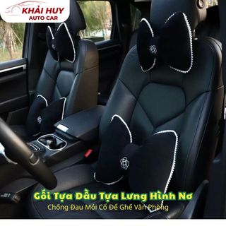 Gối Tựa Đầu Tựa Lưng Nhung Hình Nơ Chống Đau Mỏi Cổ Để Ghế Văn Phòng, Trang Trí Nội Thất Xe Ô Tô khaihuyauto