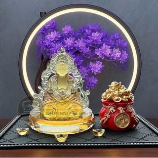 [ SÉT AN VUI ] Tượng Phật Quan Thế Âm Cánh Lửa Lưu Ly Pha Lê Trang Trí Taplo Ô Tô - Mang Lại Bình An May Mắn