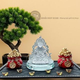 [ SÉT AN VUI ] Tượng Phật Quan Thế Âm Cánh Lửa Lưu Ly Pha Lê Trang Trí Taplo Ô Tô - Mang Lại Bình An May Mắn