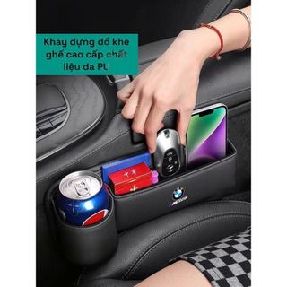 Hộp Đựng Đồ Khay Để Khe Ghế Ô Tô Kèm Giá Đỡ Tiện Dụng Cài Khe Ghế Xe Hơi Chất Liệu Da PU Cao Cấp