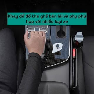 Hộp Đựng Đồ Khay Để Khe Ghế Ô Tô Kèm Giá Đỡ Tiện Dụng Cài Khe Ghế Xe Hơi Chất Liệu Da PU Cao Cấp