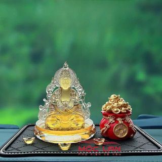 [ SÉT AN VUI ] Tượng Phật Quan Thế Âm Cánh Lửa Lưu Ly Pha Lê Trang Trí Taplo Ô Tô - Mang Lại Bình An May Mắn