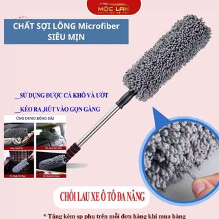 Chổi Dầu Lau Rửa Xe Ô Tô Chuyên Dụng - Chổi Lông Tròn Có Cán Rút Gọn Loại Đẹp