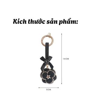 Móc Khóa Ô Tô Hoa Trà Đính Đá Lấp Lánh Cao Cấp – Trang Trí Chìa Khóa Xe, Túi Xách Sang Trọng