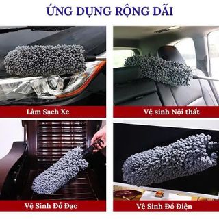 Chổi Dầu Lau Rửa Xe Ô Tô Chuyên Dụng - Chổi Lông Tròn Có Cán Rút Gọn Loại Đẹp