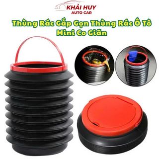 Thùng Rác Gấp Gọn Thùng Rác Ô Tô Mini Co Giãn Dung Tích 4L Có Nắp Đậy Cực Tiện Lợi khaihuyauto