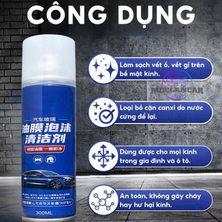Chai Xịt Nano Làm Sạch Màng Dầu Kính Ô Tô, Bình Xịt Bọt Rửa Kính Xe, Làm Sạch Vết Ố Bẩn Trên Kính Xe Ô Tô