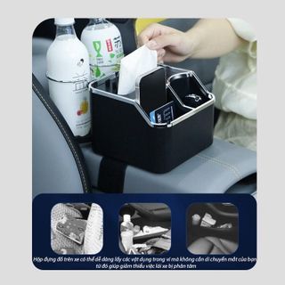 (4 in 1) Hộp Để Đồ Ô Tô Đa Năng Gắn Tay Tì Xe Hơi Khay Đựng Cốc Tiện Dụng Trên Xe khaihuyauto