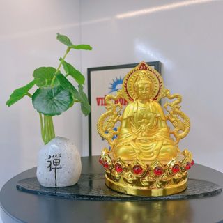 Sét Tượng Phật Quan Âm Cánh Lửa Trang Trí Taplo Ô Tô, Nhà Cửa Mang Lại Bình An May Mắn