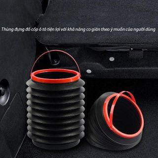 Thùng Rác Gấp Gọn Thùng Rác Ô Tô Mini Co Giãn Dung Tích 4L Có Nắp Đậy Cực Tiện Lợi khaihuyauto