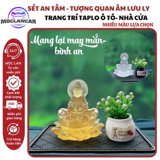[Sét An Tâm] Tượng Phật Quan Âm Cam Lộ Lưu Ly Pha Lê Trang Trí Taplo Ô Tô Mang Lại Bình An - Moclancar