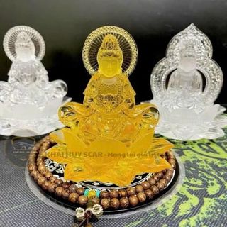 [Sét An Tâm] Tượng Phật Quan Âm Cam Lộ Lưu Ly Pha Lê Trang Trí Taplo Ô Tô Mang Lại Bình An - Moclancar