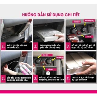 Bình xịt điều hoà ô tô bọt khử mùi làm sạch, xịt khử mùi điều hoà dàn lạnh vệ sinh dàn máy lạnh ô tô Flamingo....