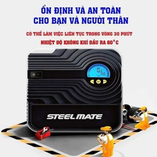 Máy Bơm Lốp Cao Cấp STEELMATE Đồng Hồ Kim Đồng Hồ Điện Tử Tự Ngắt Bơm Nhanh Trang Bị Đèn Led Ban Đêm