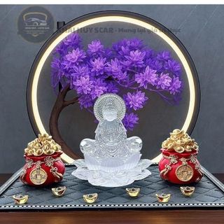 [Sét An Tâm] Tượng Phật Quan Âm Cam Lộ Lưu Ly Pha Lê Trang Trí Taplo Ô Tô Mang Lại Bình An - Moclancar