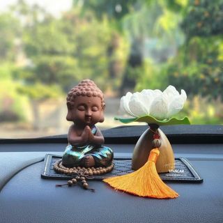 Bình Mộc Liên Hoa Trang Trí Taplo Xe Ô Tô Tinh Cao Cấp - Phụ Kiện Trang Trí Xe Hơi-Decor Trang Trí Tượng Phật Nội Thất